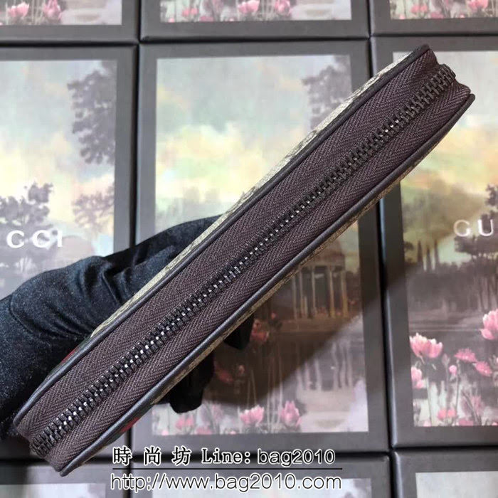 GUCCI古馳 專櫃同步 紅綠織帶 單拉皮夾 291105 啡皮PVC WTG1350